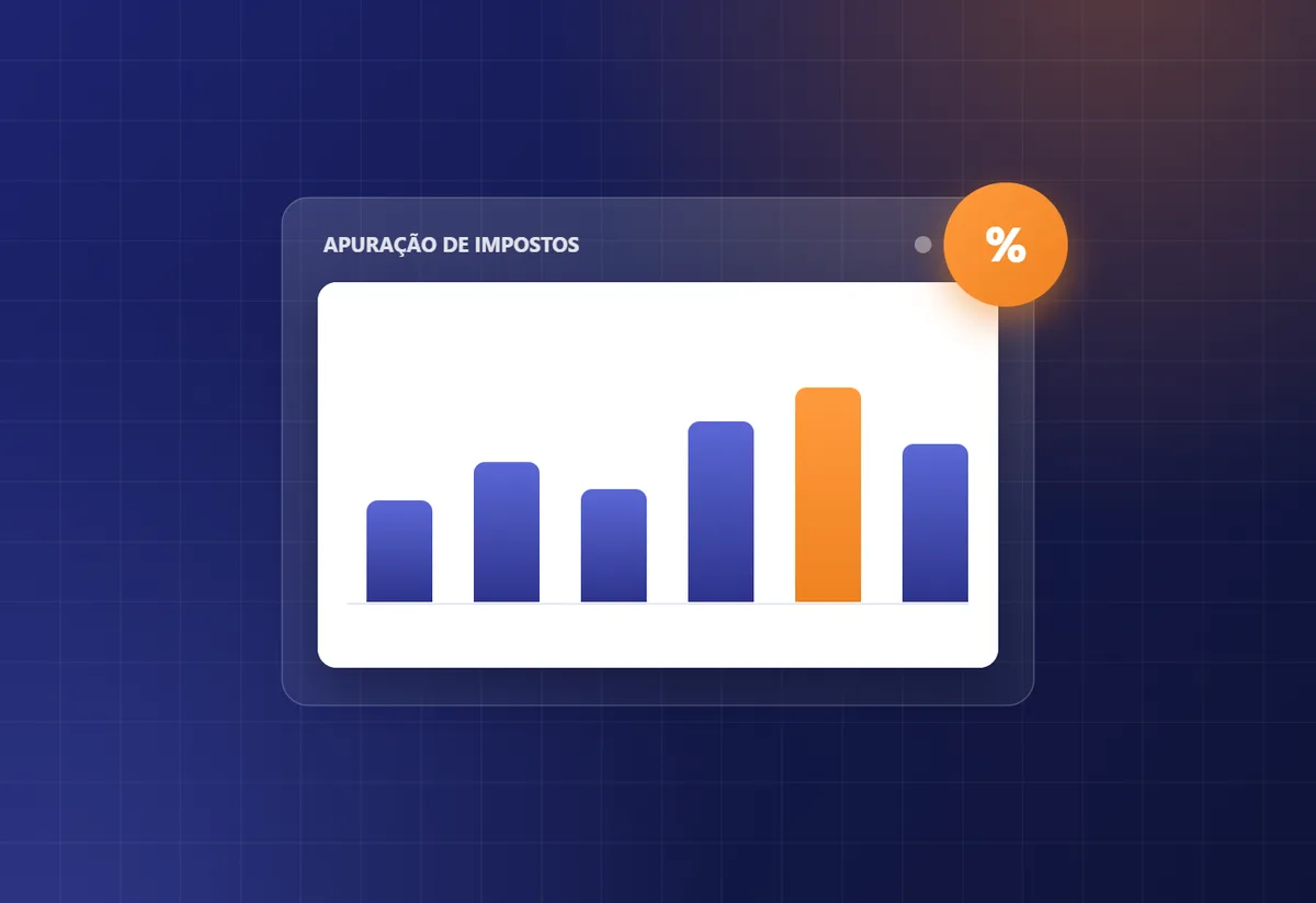 Ilustração de apuração de impostos e dashboard fiscal